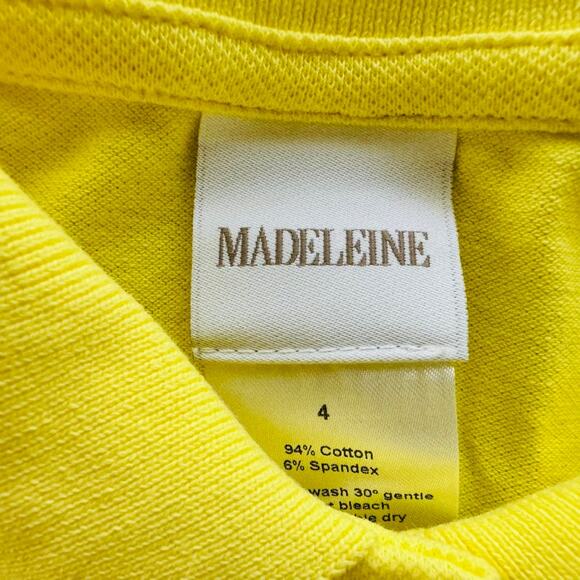 Madeleine Thompson Pique Polo Yellow Size 4 Casual Tennis Golf Short Sleeve - Picture 3 of 6